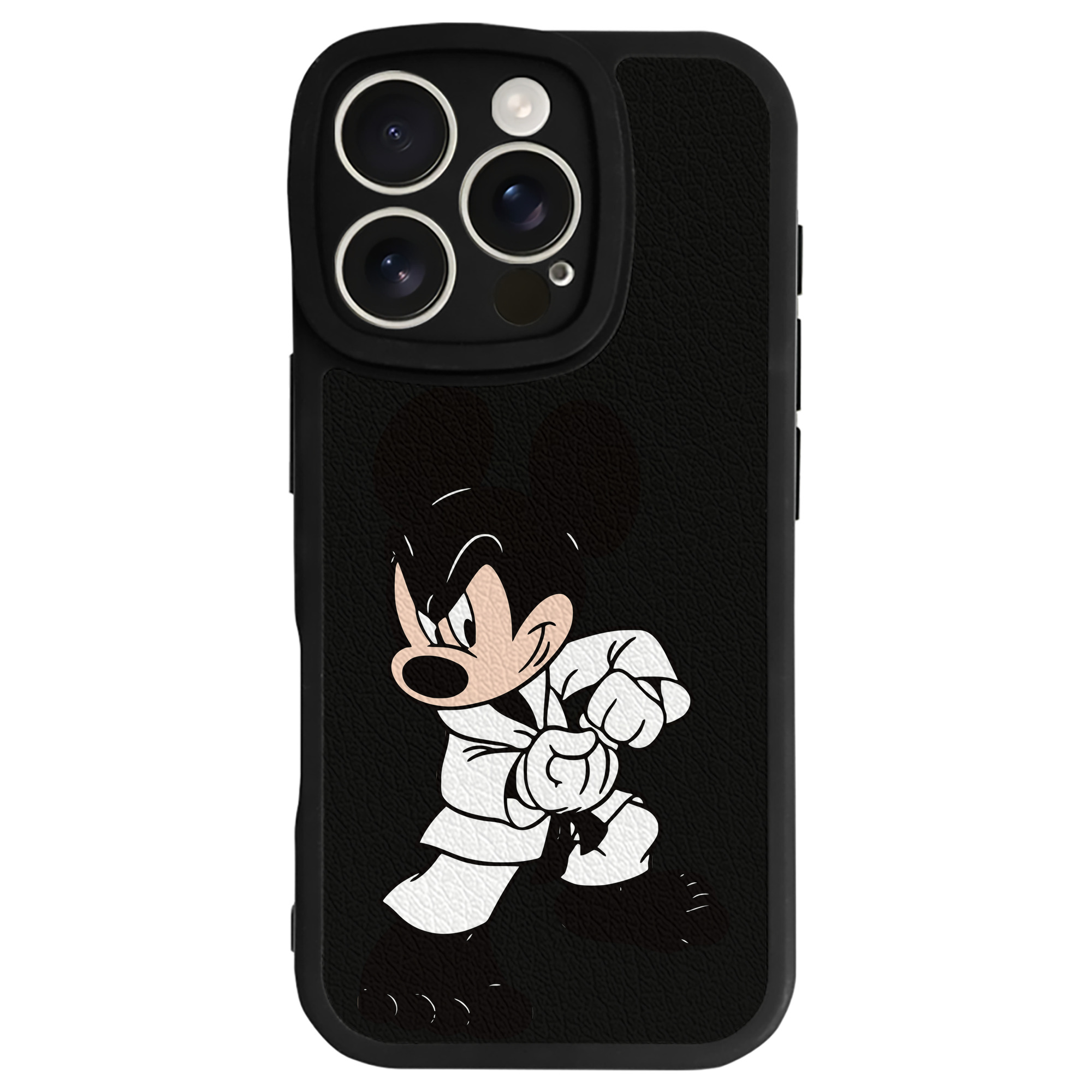 （画像用） ミッキーマウス Mickey Mouse 【iPhone 16シリーズ対応】シリコンスマホケース（レザー調） 材質：シリコン